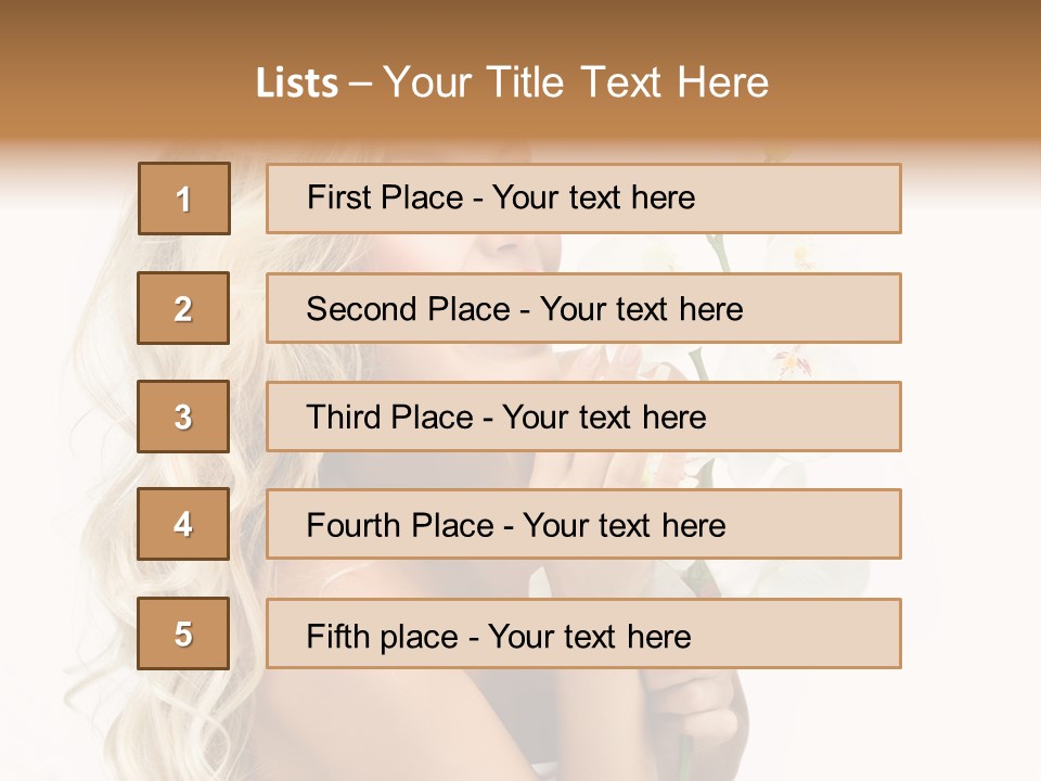 Woman Joy Orchids PowerPoint Template