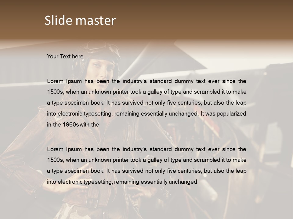 Pilot Helmet One People Old Fashioned PowerPoint Template