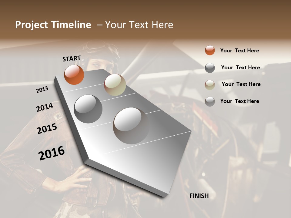 Pilot Helmet One People Old Fashioned PowerPoint Template