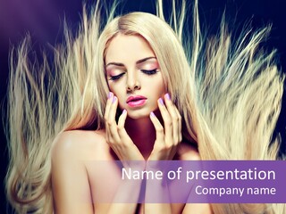 Haircut Blonde Long Hair PowerPoint Template