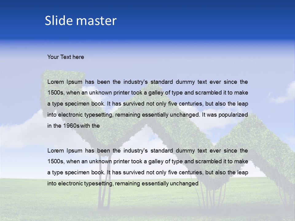 Closeup Grass Letters PowerPoint Template