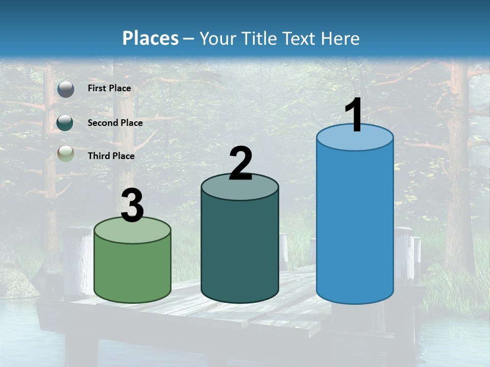Sosna Drewniany Niebieski PowerPoint Template