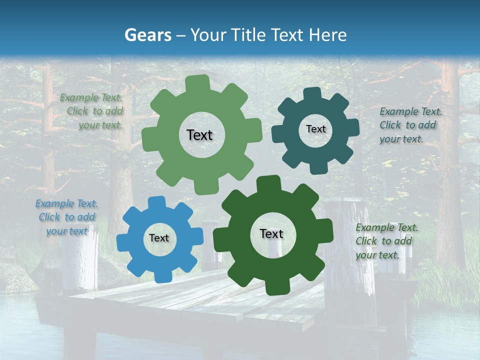 Sosna Drewniany Niebieski PowerPoint Template