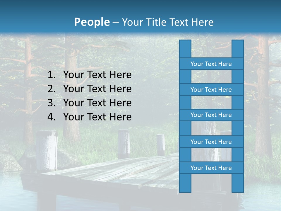 Sosna Drewniany Niebieski PowerPoint Template