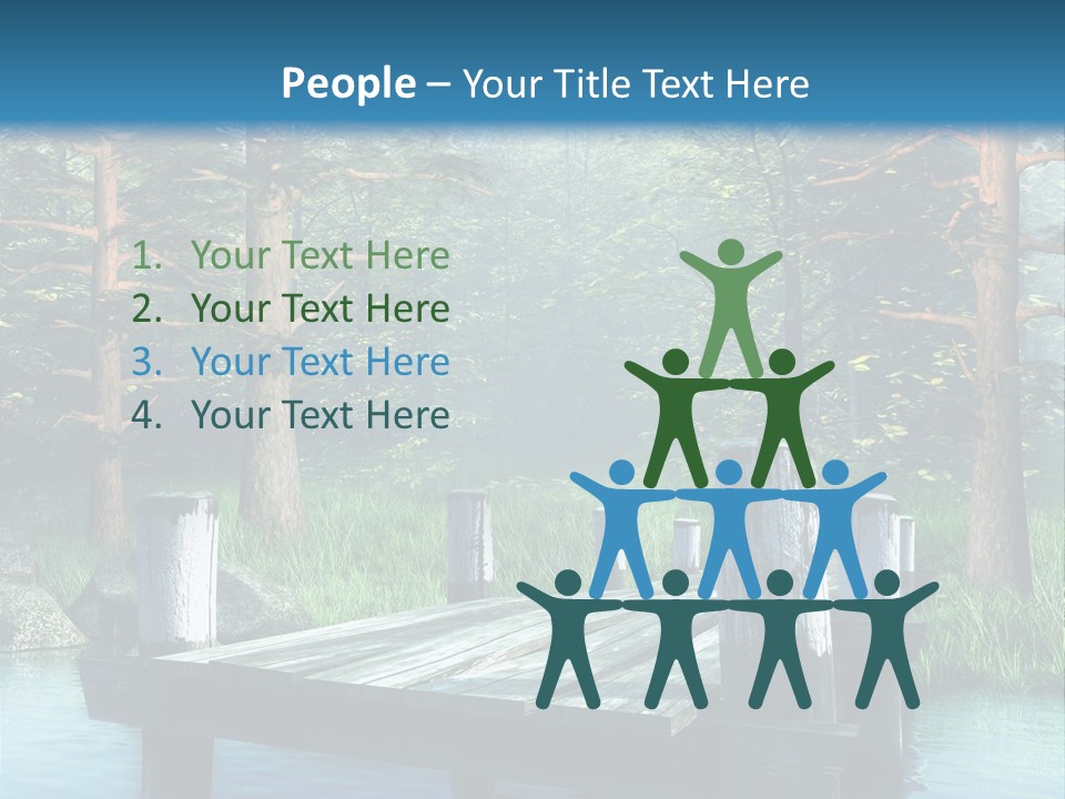 Sosna Drewniany Niebieski PowerPoint Template