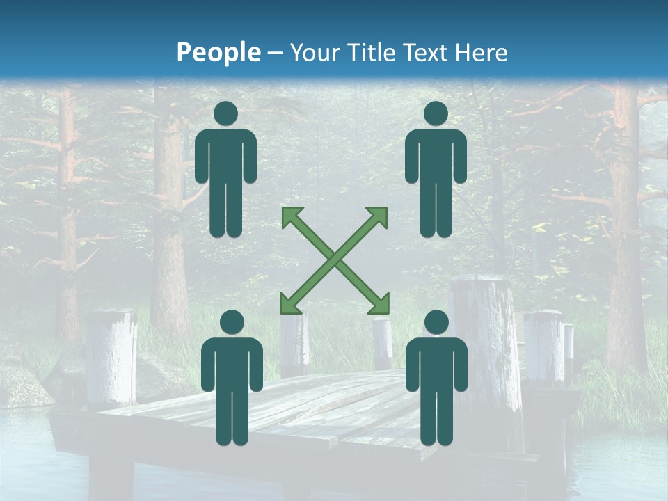 Sosna Drewniany Niebieski PowerPoint Template