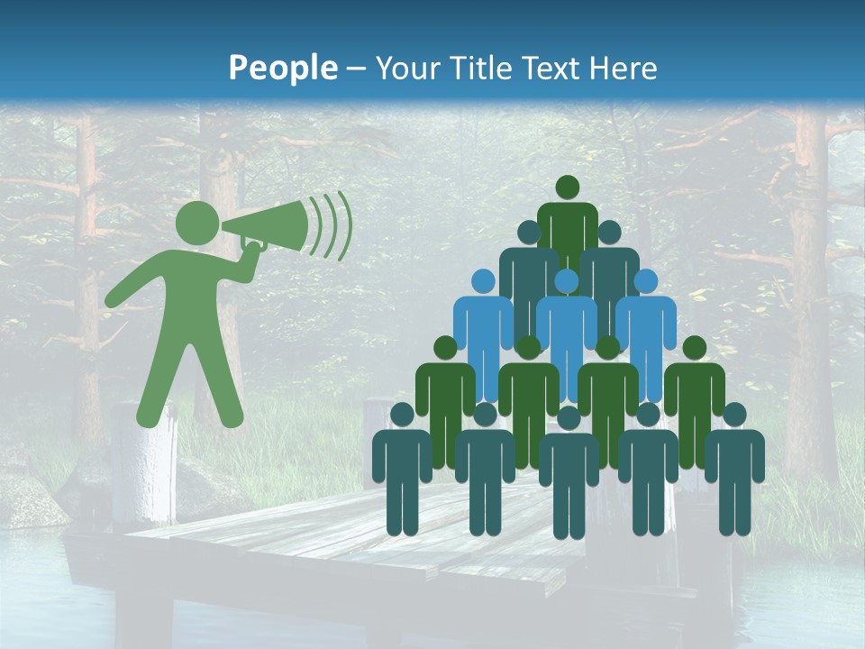 Sosna Drewniany Niebieski PowerPoint Template