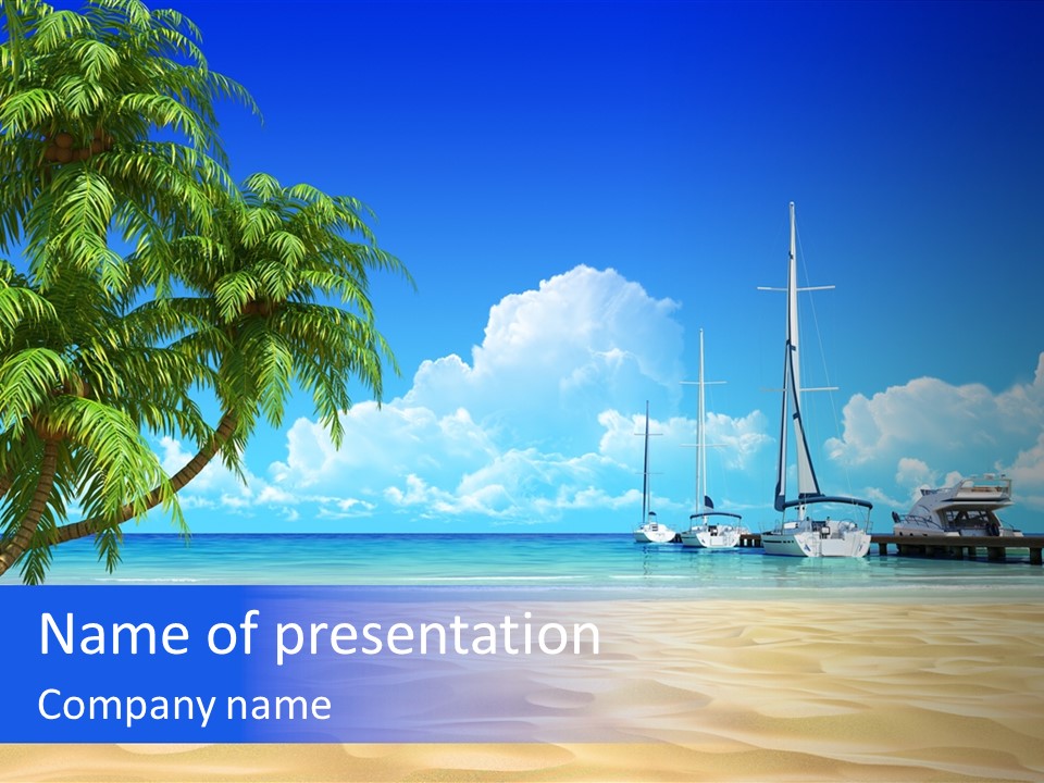 Outdoor Palmtree Bay PowerPoint Template