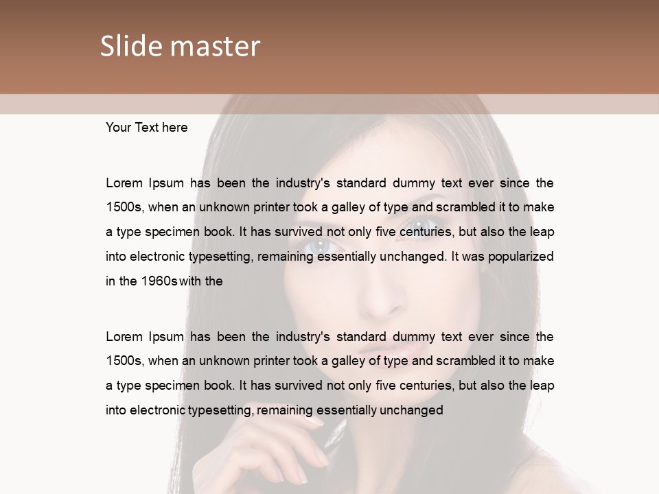 Caucasian Closeup Long PowerPoint Template