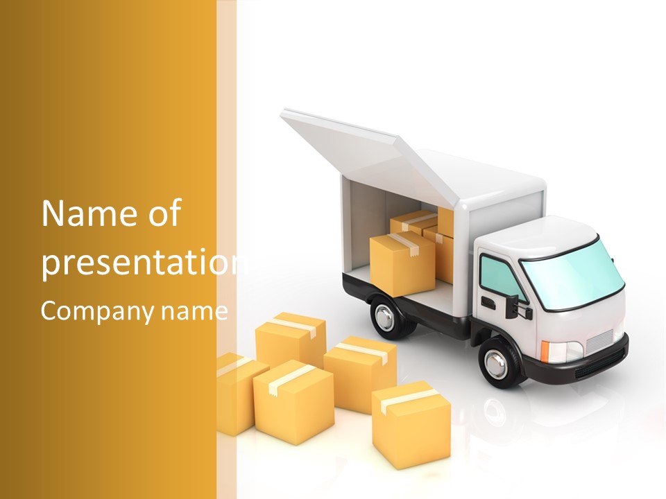 A Truck And Cardboard Box PowerPoint Template