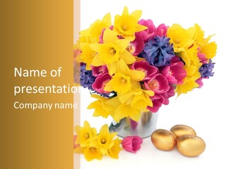 Blue Spring Flower PowerPoint Template