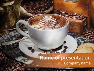 Milch Kaffeekreation Kaffeebohne PowerPoint Template