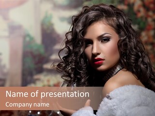 Sensuality Hot Brunette PowerPoint Template