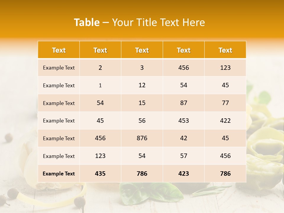 Tagliatelle Tortellini Nutrition PowerPoint Template