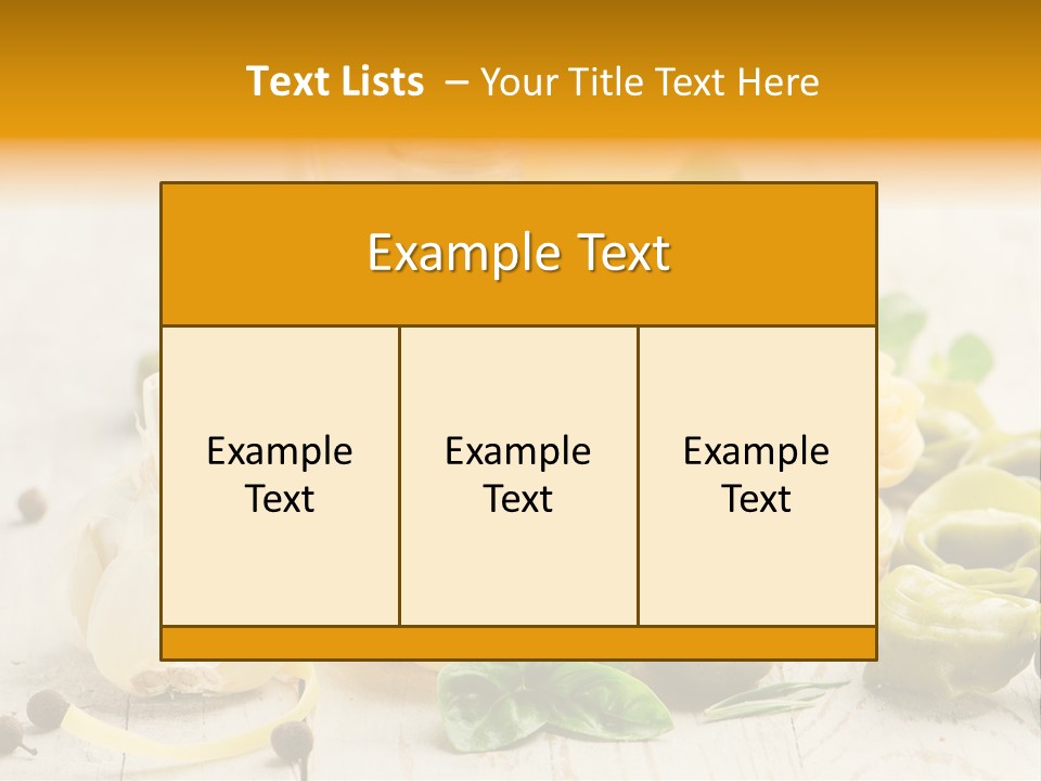 Tagliatelle Tortellini Nutrition PowerPoint Template