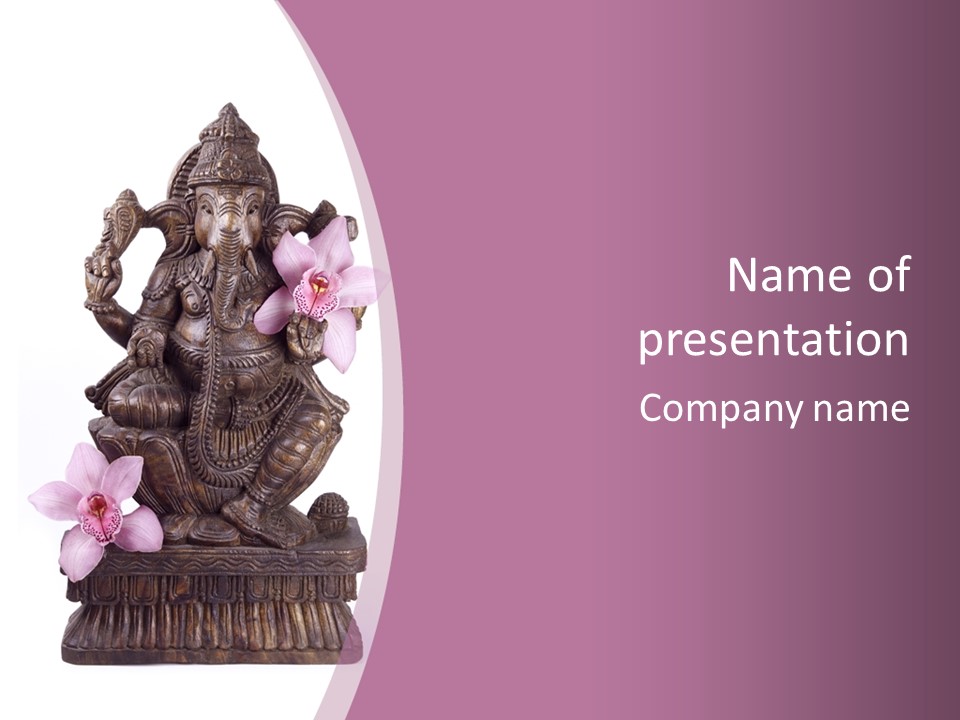 Fleur Bouddhisme Statue PowerPoint Template