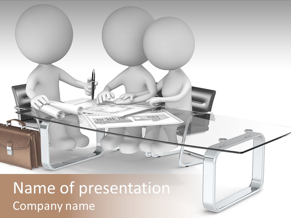 A Group Of People Sitting At A Table With A Laptop PowerPoint Template