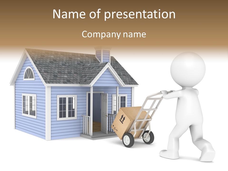 A Person Pushing A Cart With A House On It PowerPoint Template