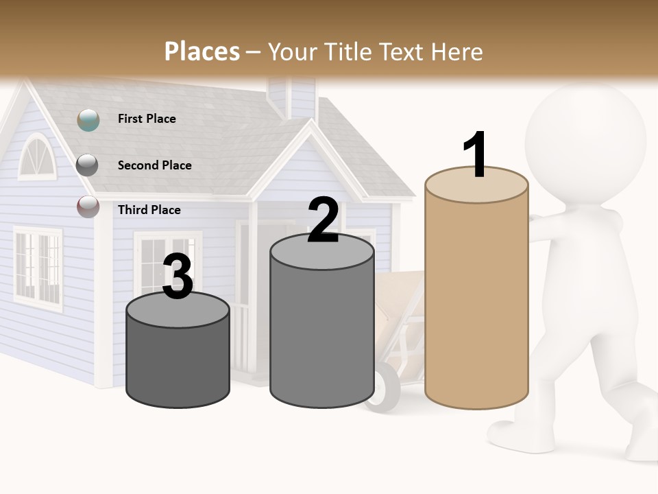 A Person Pushing A Cart With A House On It PowerPoint Template