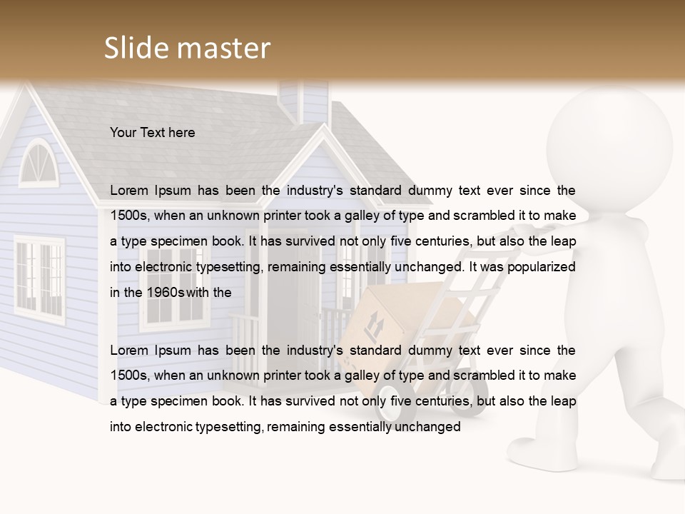 A Person Pushing A Cart With A House On It PowerPoint Template