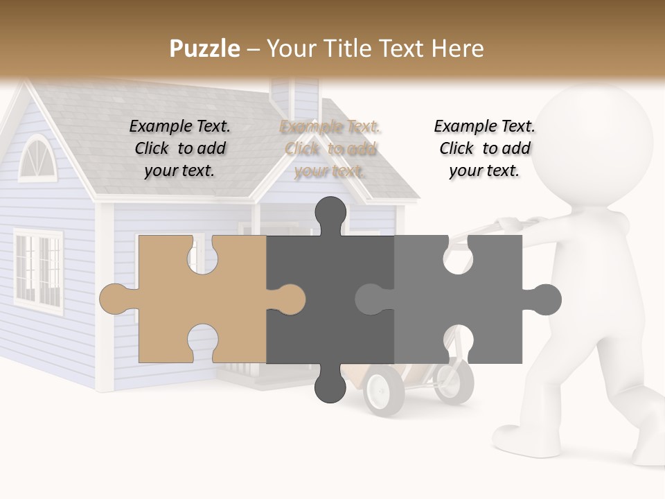 A Person Pushing A Cart With A House On It PowerPoint Template