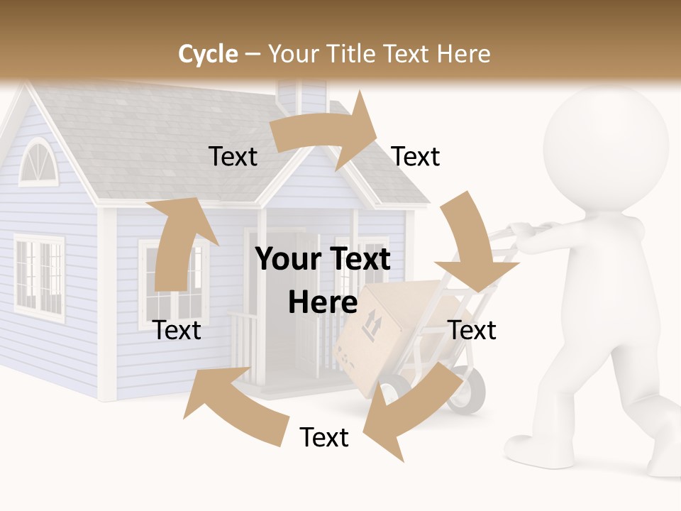 A Person Pushing A Cart With A House On It PowerPoint Template