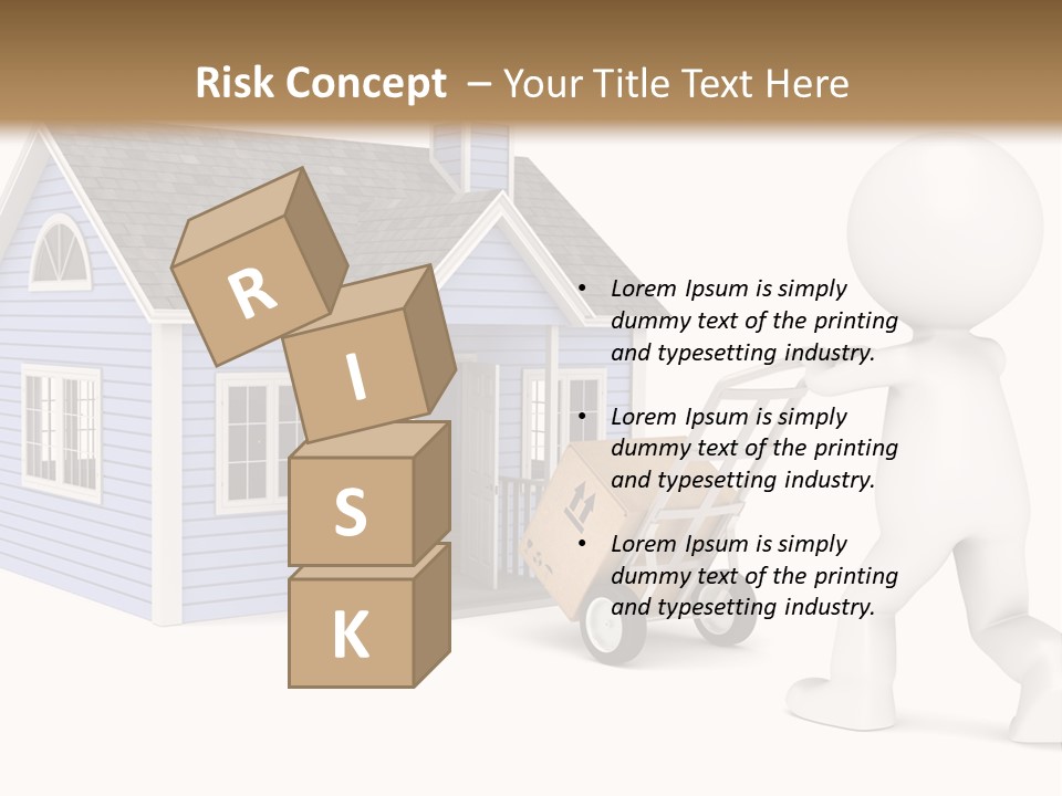 A Person Pushing A Cart With A House On It PowerPoint Template
