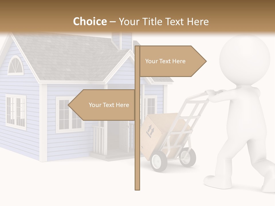 A Person Pushing A Cart With A House On It PowerPoint Template