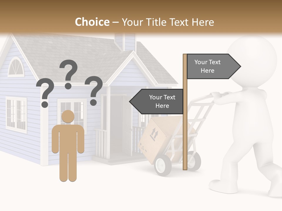 A Person Pushing A Cart With A House On It PowerPoint Template