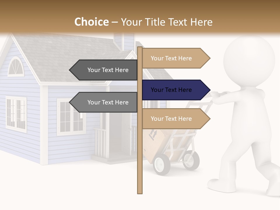 A Person Pushing A Cart With A House On It PowerPoint Template