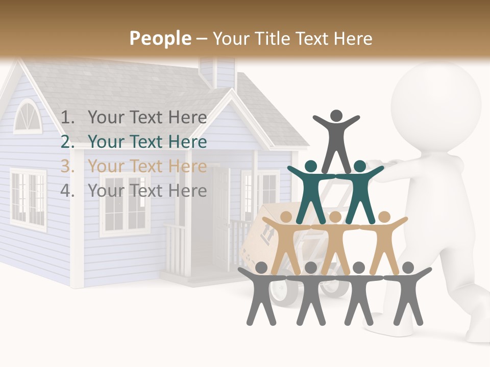 A Person Pushing A Cart With A House On It PowerPoint Template