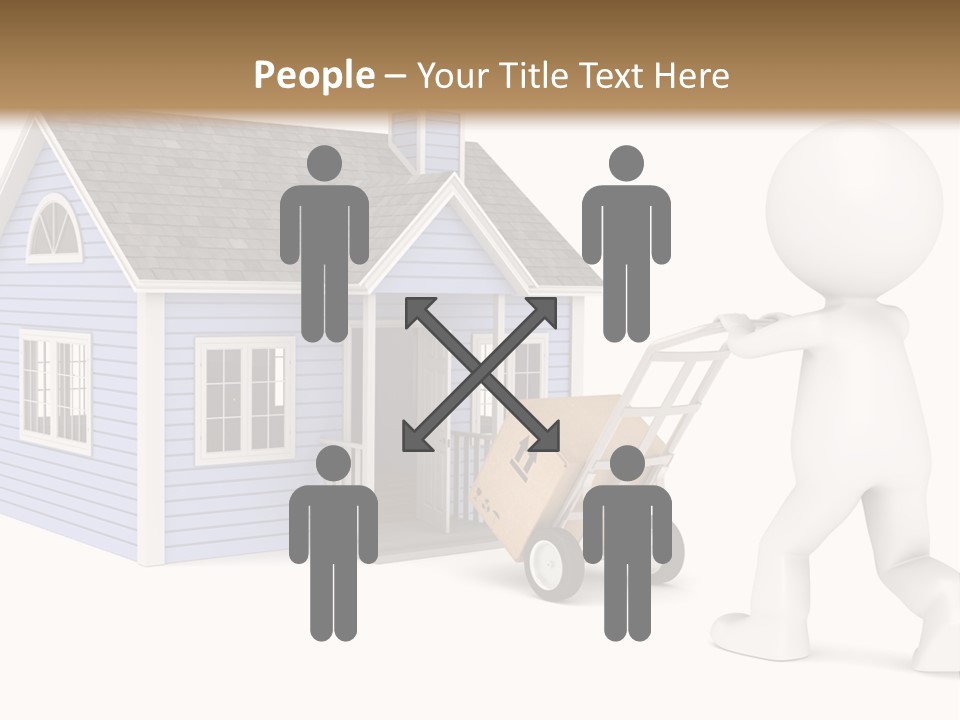 A Person Pushing A Cart With A House On It PowerPoint Template