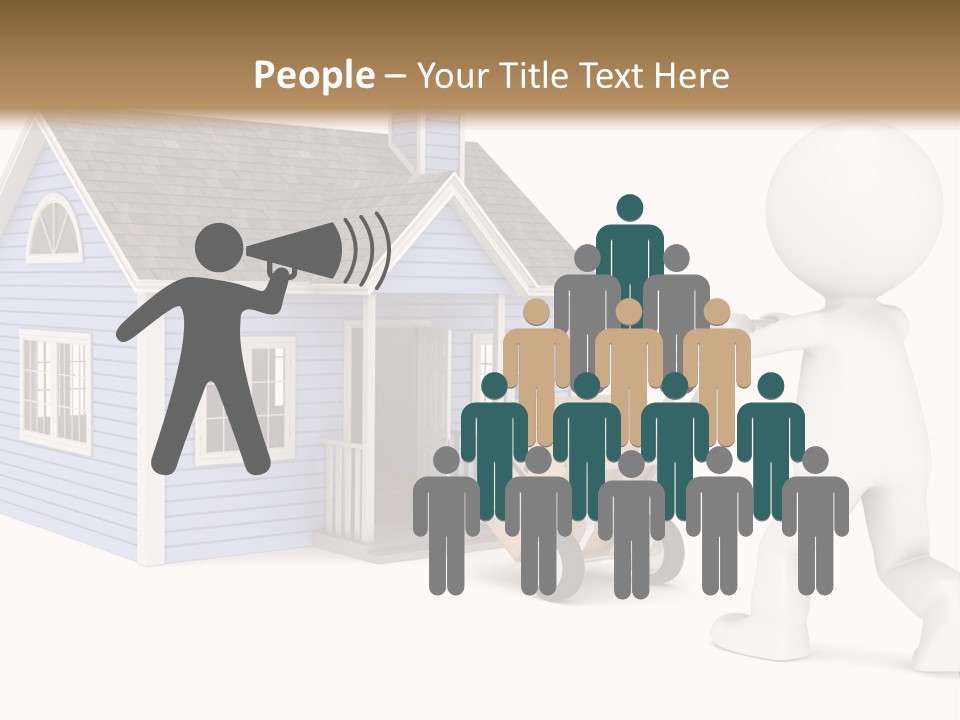 A Person Pushing A Cart With A House On It PowerPoint Template