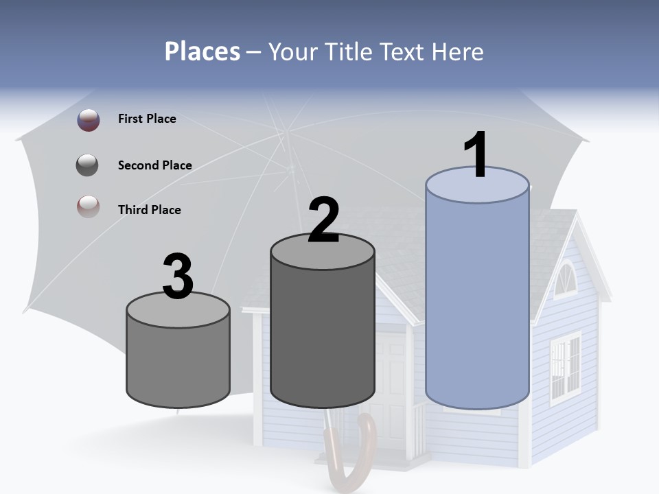 A Blue House With A Black Umbrella On Top Of It PowerPoint Template