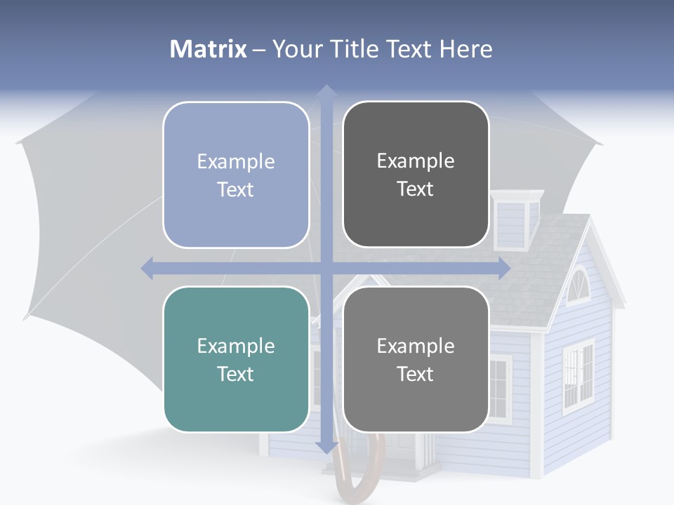 A Blue House With A Black Umbrella On Top Of It PowerPoint Template