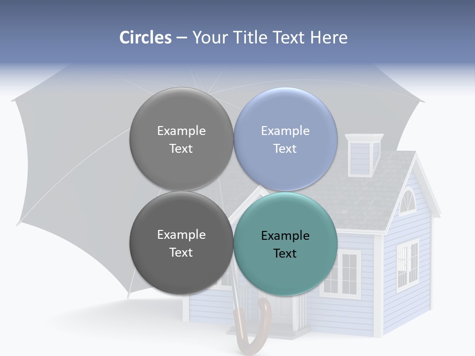 A Blue House With A Black Umbrella On Top Of It PowerPoint Template