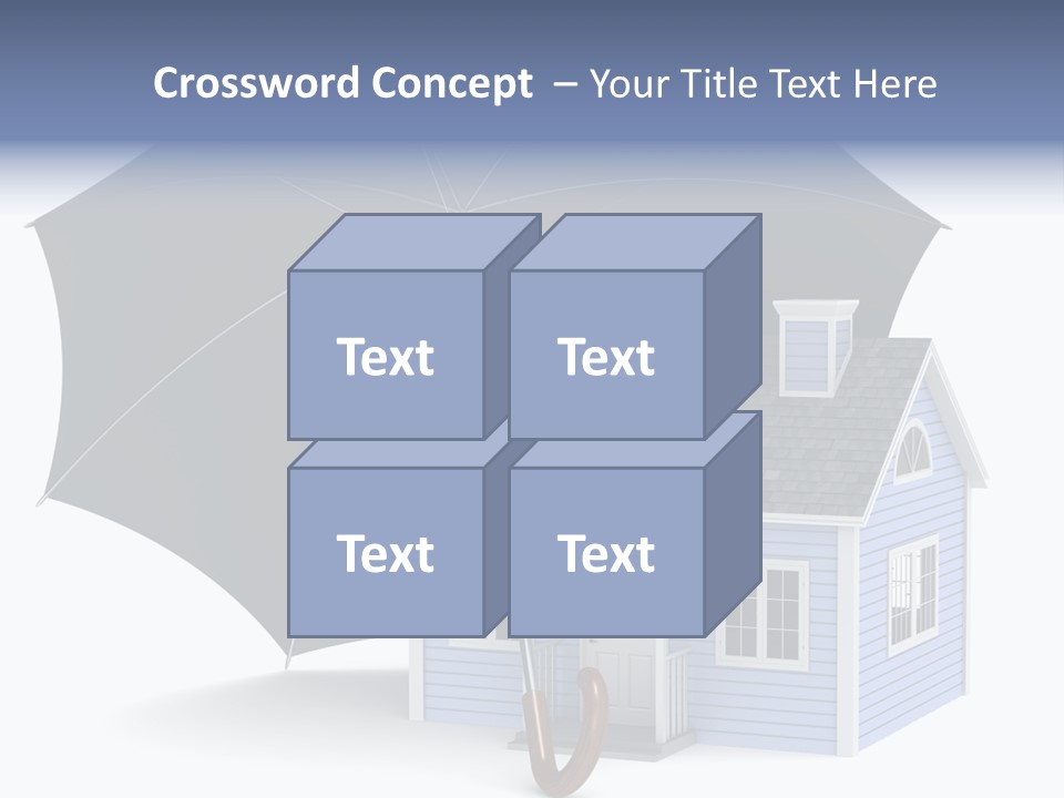 A Blue House With A Black Umbrella On Top Of It PowerPoint Template