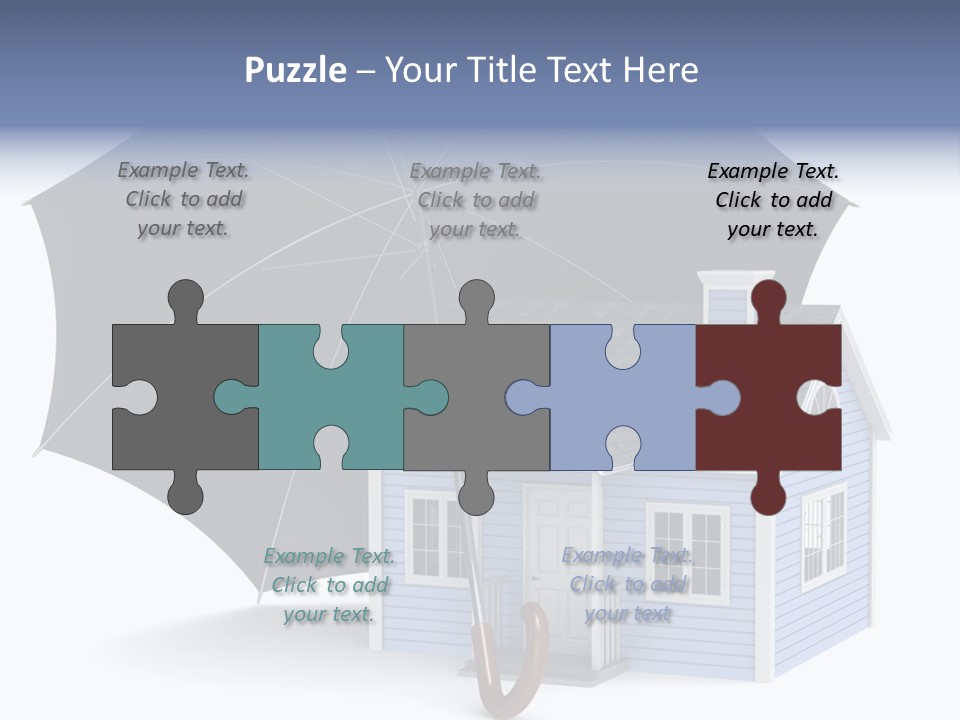 A Blue House With A Black Umbrella On Top Of It PowerPoint Template