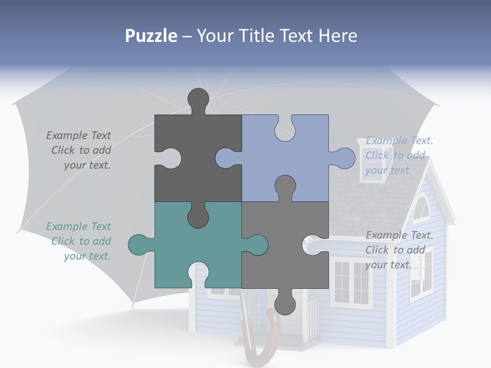 A Blue House With A Black Umbrella On Top Of It PowerPoint Template