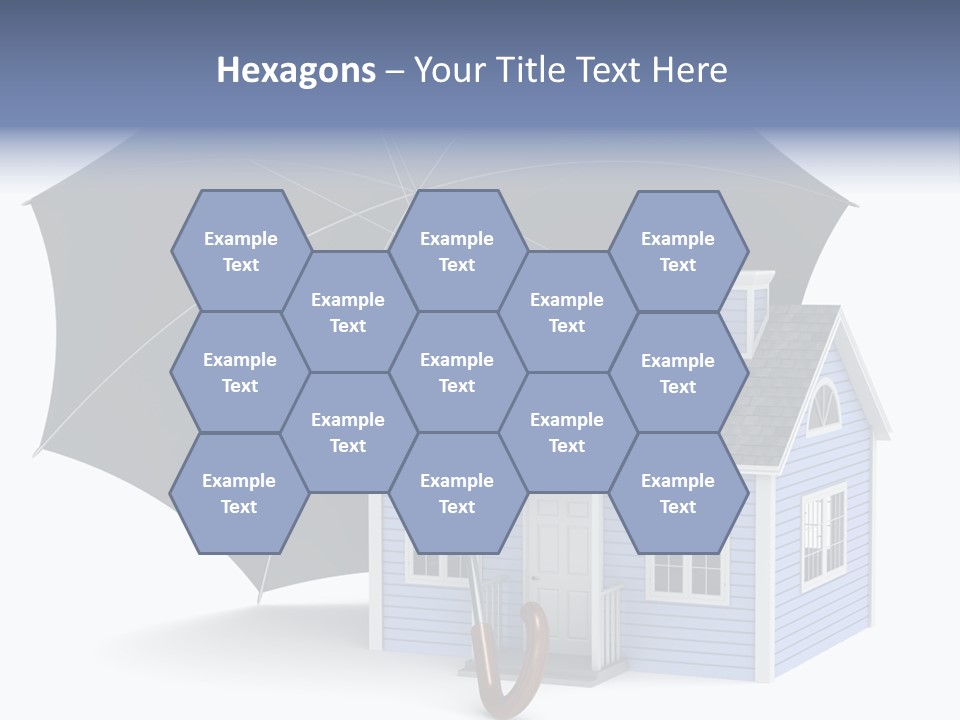 A Blue House With A Black Umbrella On Top Of It PowerPoint Template