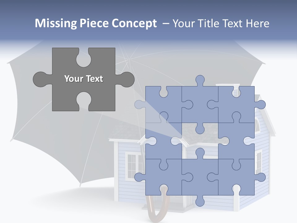 A Blue House With A Black Umbrella On Top Of It PowerPoint Template