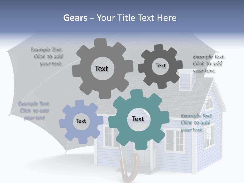 A Blue House With A Black Umbrella On Top Of It PowerPoint Template