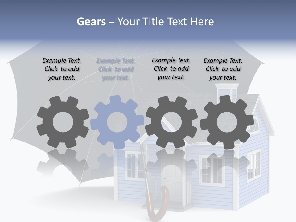 A Blue House With A Black Umbrella On Top Of It PowerPoint Template