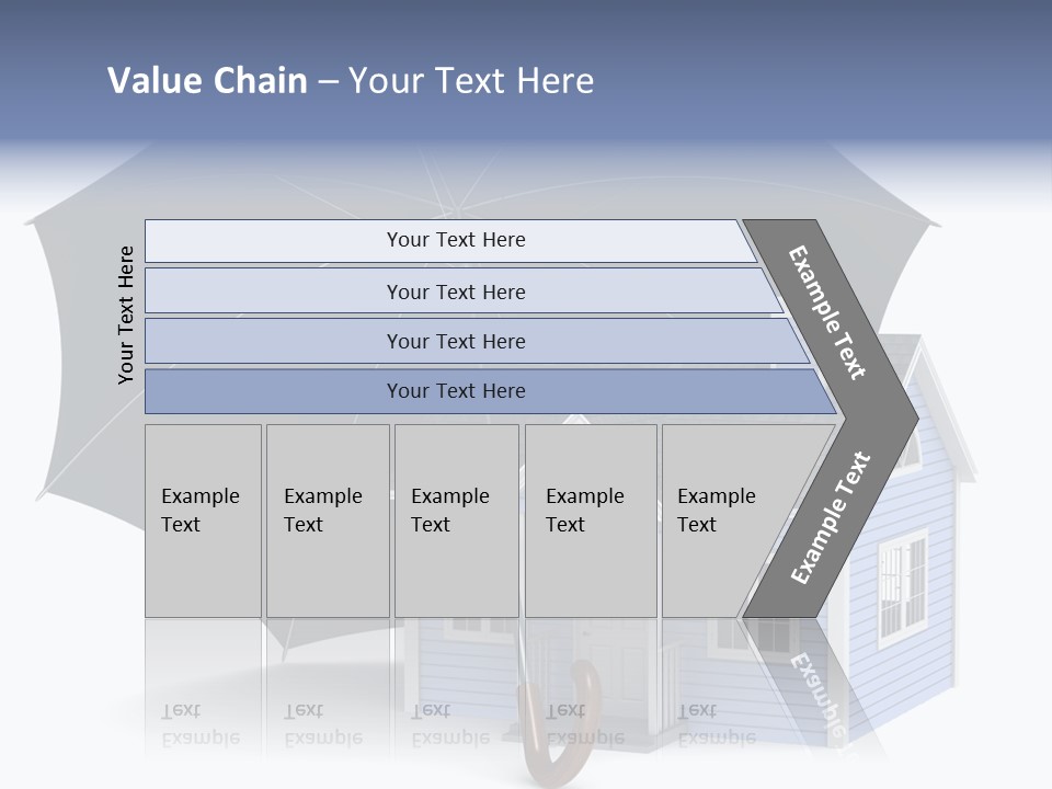 A Blue House With A Black Umbrella On Top Of It PowerPoint Template