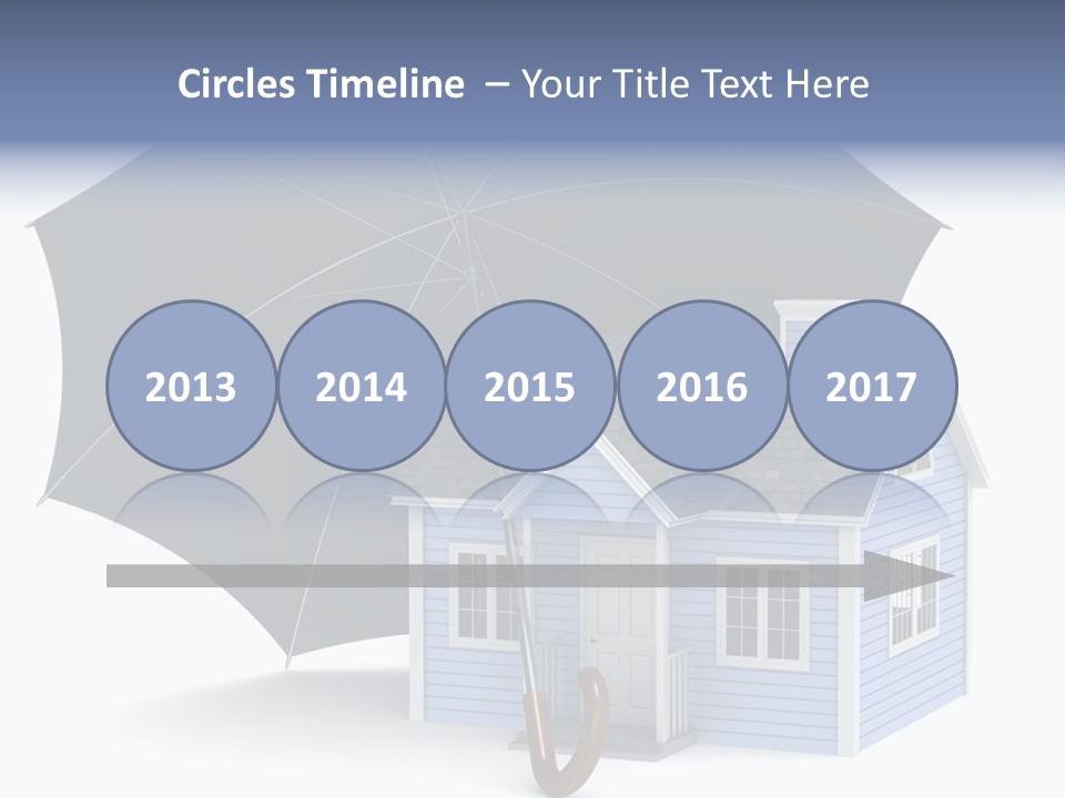 A Blue House With A Black Umbrella On Top Of It PowerPoint Template