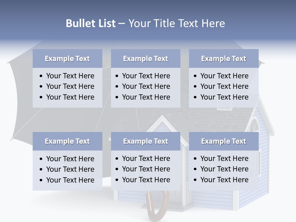 A Blue House With A Black Umbrella On Top Of It PowerPoint Template