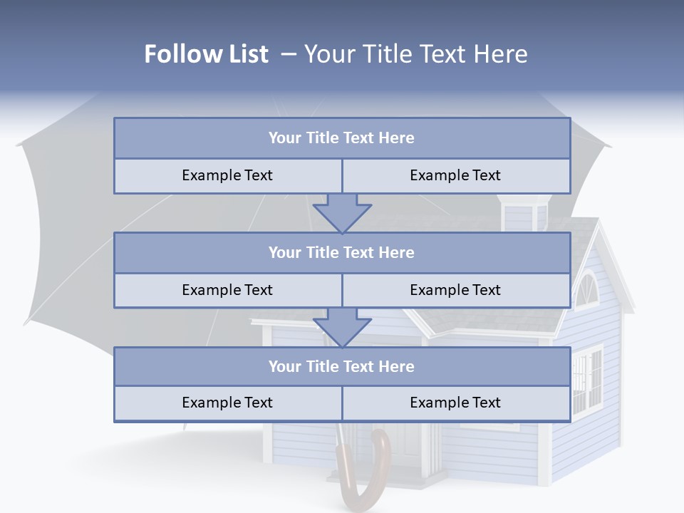 A Blue House With A Black Umbrella On Top Of It PowerPoint Template