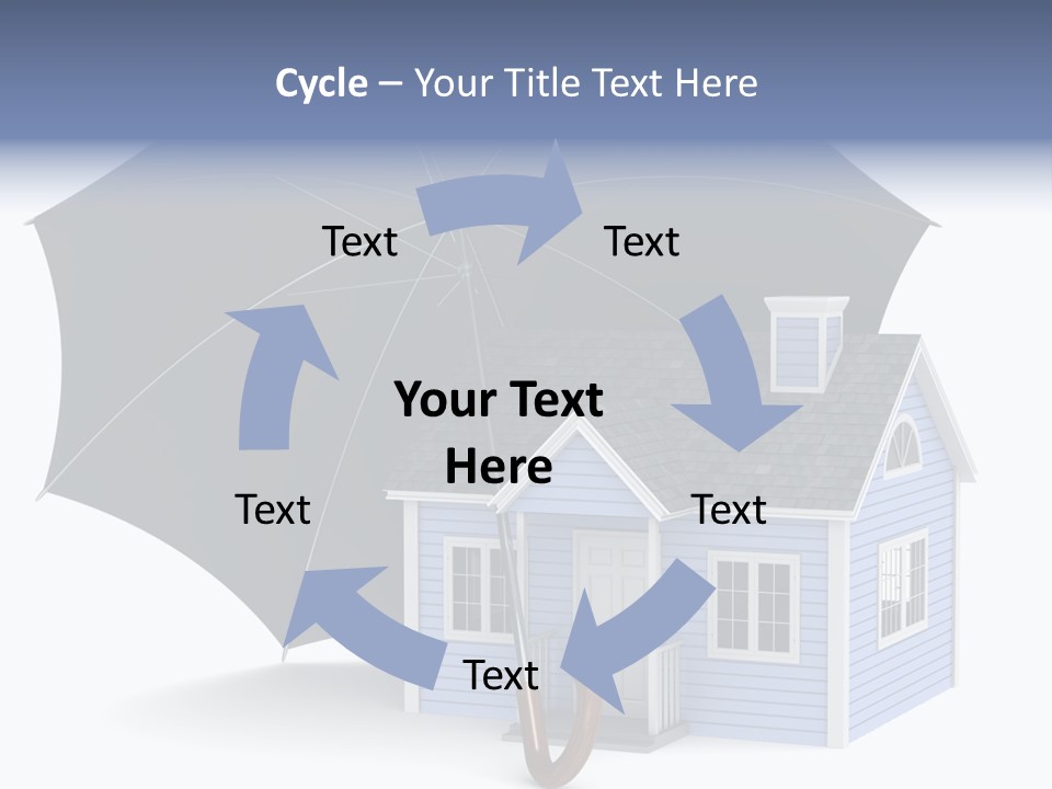 A Blue House With A Black Umbrella On Top Of It PowerPoint Template