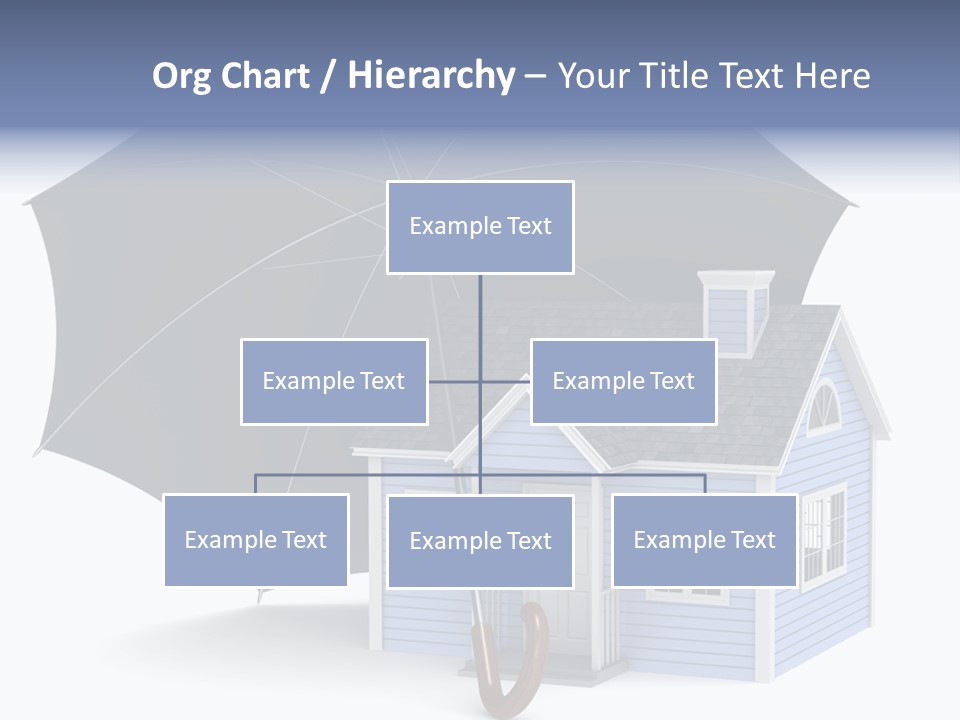 A Blue House With A Black Umbrella On Top Of It PowerPoint Template