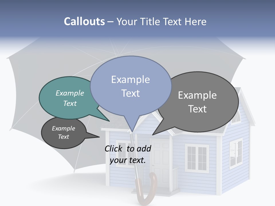 A Blue House With A Black Umbrella On Top Of It PowerPoint Template